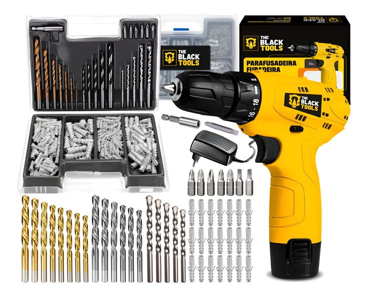Parafusadeira The Black Tools TB12A com 300 peças